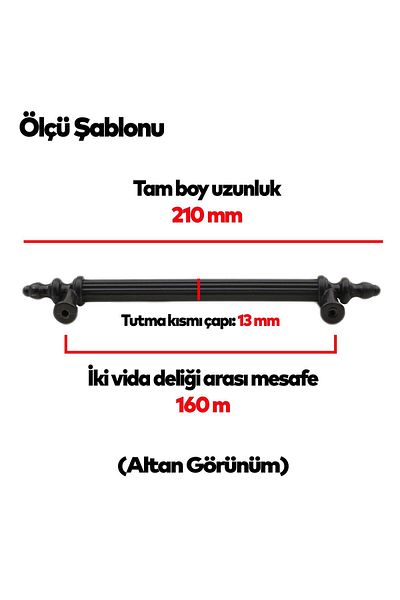 Badem10 (PLASTIC HARD) Polavit 160 mm Mobilier negru Sertar de bucătărie Capac dulap Mâner dulap Mâner