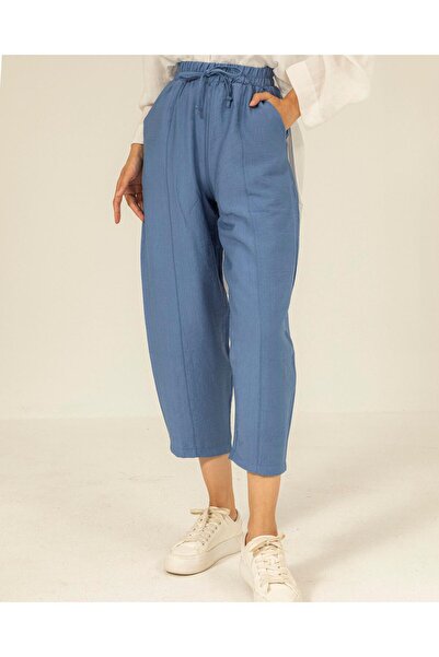 Meri Store Beli Lastikli Mavi Pantolon