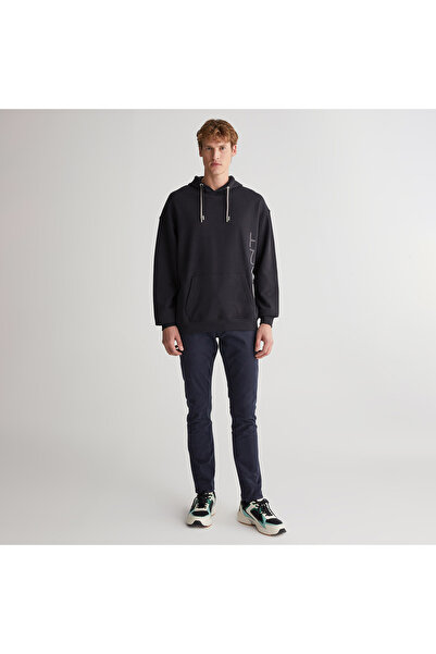 Gant Erkek Siyah Regular Fit Kapüşonlu Logolu Sweatshirt