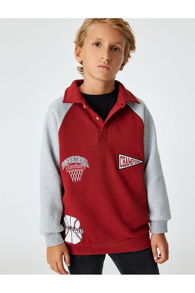 Koton Φούτερ Polo Neck - Μακρυμάνικο με κεντημένες λεπτομέρειες και κουμπιά