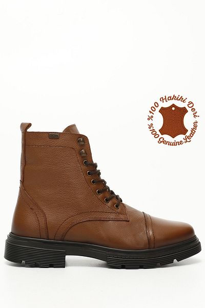 GÖNDERİ(R) Taba Floter Gön Genuine Leather Zippered Lace-Up Men's Boots 81501