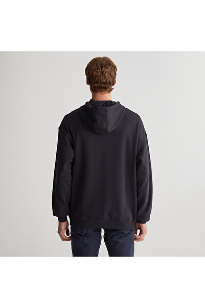 Gant Erkek Siyah Regular Fit Kapüşonlu Logolu Sweatshirt