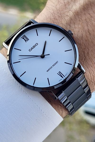 Casio White Dial Black Color Men's Wristwatch