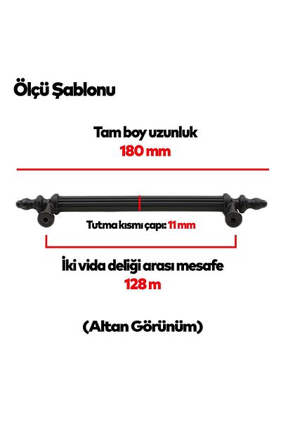 Badem10 (PLASTIC HARD) Polavit 128 Mm Mobilier Negru Sertar Bucătărie Ușă Dulap Mâner Mâner Mânere