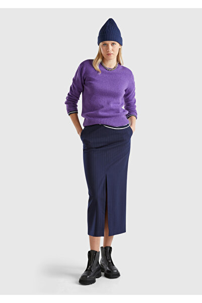 United Colors of Benetton Pulover Shetland mov cu guler rotund pentru femei