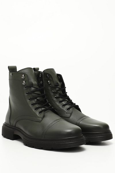 GÖNDERİ(R) Khaki Floter Gön Genuine Leather Zippered Lace-Up Men's Boots 81501