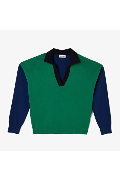 Lacoste Γυναικείο πουλόβερ με κανονική εφαρμογή με λαιμόκοψη πόλο, χρωματιστό πράσινο