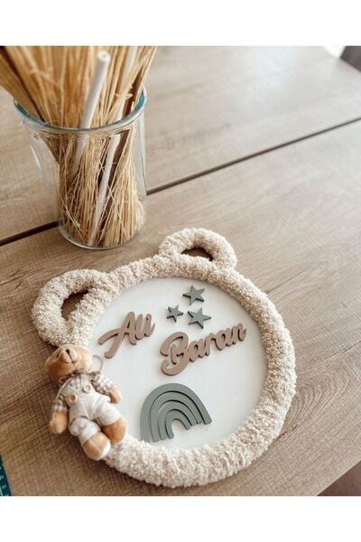 Tasarı Sanatı Bebek Çocuk Odası Yenidoğan İsme Özel Kapı Süsü- Duvar Dekorasyon Aksesuarı