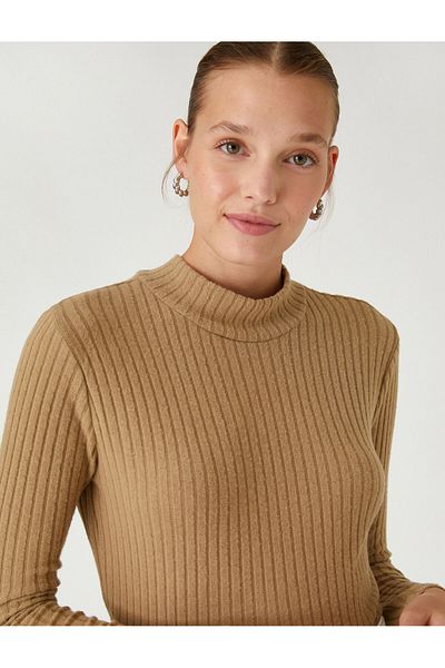Koton Turtleneck Plain Stone Women's T-shirt 3wak50038ek