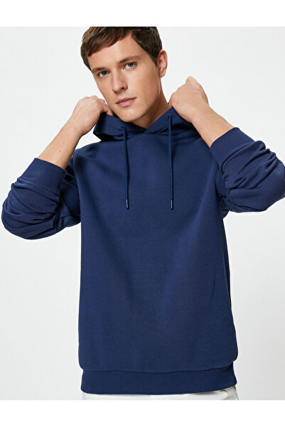 Koton Basic Kapşonlu Sweat Uzun Kollu Şardonlu