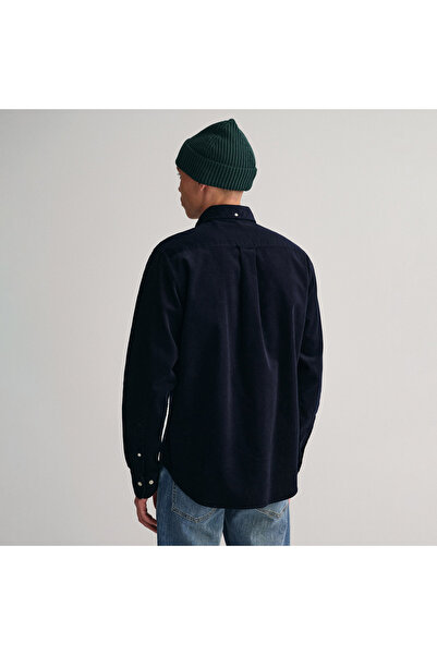 Gant Erkek Lacivert Regular Fit Düğmeli Yaka Kadife Gömlek