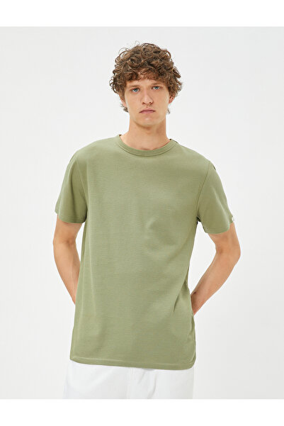 Koton Tricou din bumbac texturat cu guler rotund - mânecă scurtă