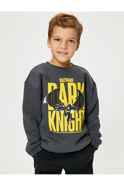 Koton Batman Sweat Licensed Crew Neck Long Sleeve Raised