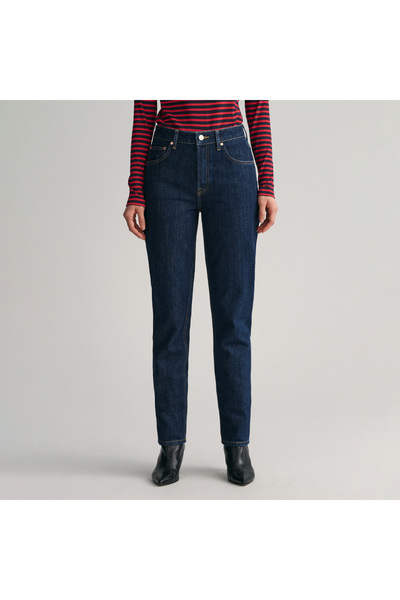 Gant Kadın Lacivert Straight Fit Jean Pantolon