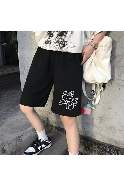 Köstebek Hello Kitty Demon Combed Unisex Shorts