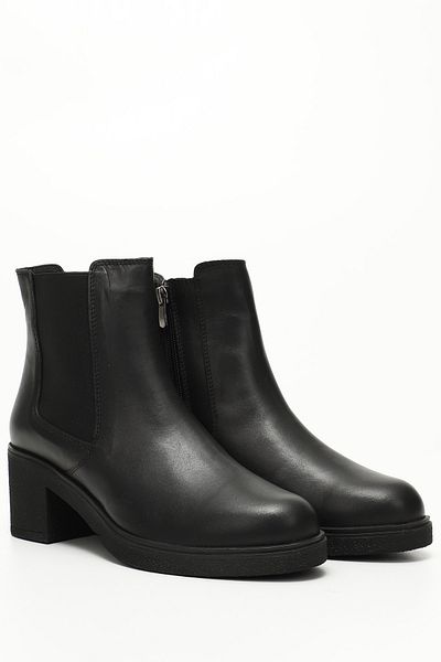 GÖNDERİ(R) Women/Girls Black Zippered Thick Heeled Genuine Leather Chelsea Boots