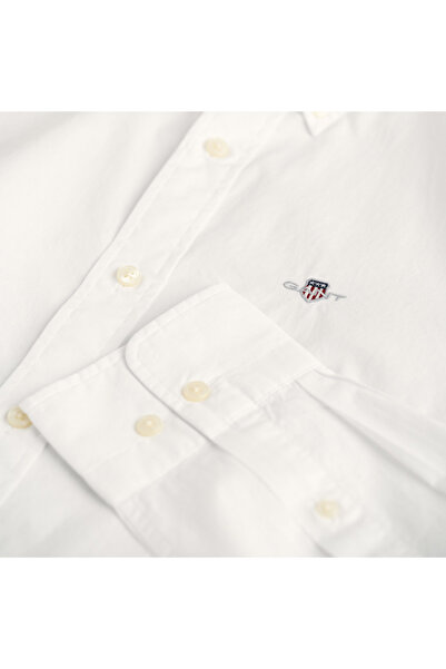Gant Erkek Beyaz Slim Fit Düğmeli Yaka Broadcloth Gömlek