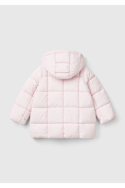 United Colors of Benetton Girl's Light Pink Pufa Coat with Benetton Logo