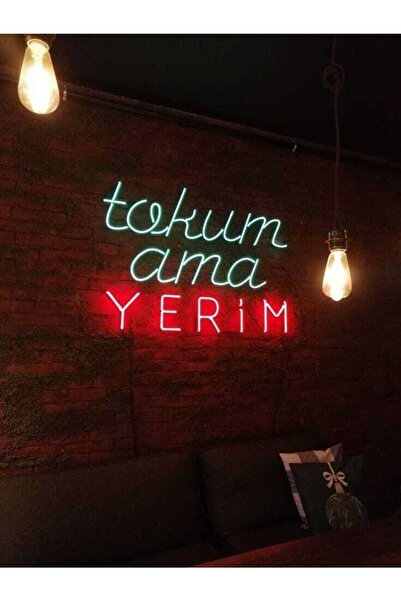 vinyuup Tokum Ama Yerim Yazılı Neon Led Işıklı Dekoratif Duvar Aydınlatması A...