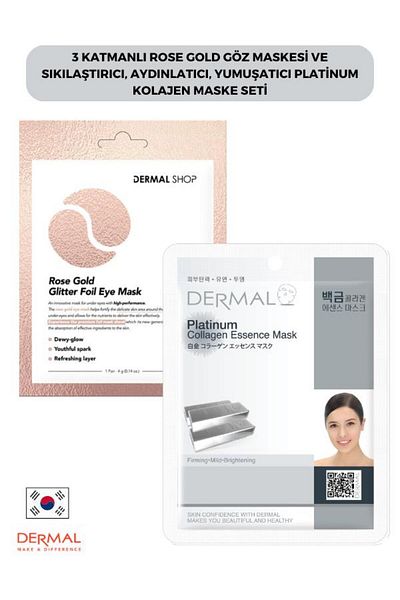 Dermal Rose Gold 3-layer Eye Mask and Platinum Collagen - Firming and Brightening Set