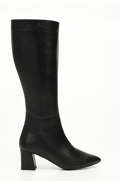 GÖNDERİ(R) Black Gön Genuine Leather Women's Heeled Zippered Boots 44585