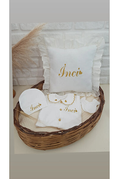 Nakisatolyemiz İsme özel nakış işleme  %100 pamuk Tulum ve yastık seti