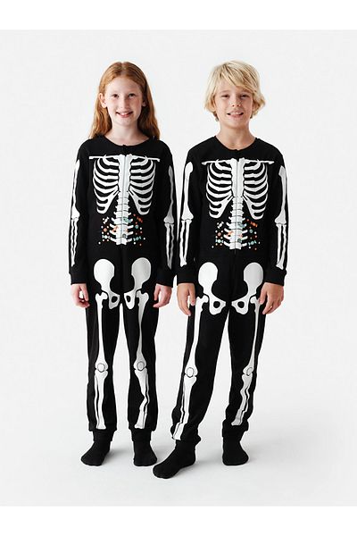 Penti Unisex Kids Skeleton Patterned Black Jumpsuit