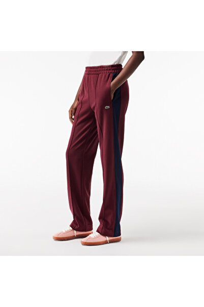 Lacoste Kadın Straight Fit Renk Bloklu Bordo Eşofman Altı
