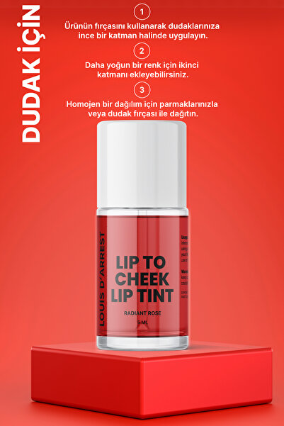 Louis DArrest Lip To Cheek Radiant Rose Doğal Görünüm Dudak ve Yanak Renkli Nemlendirici 5 ML