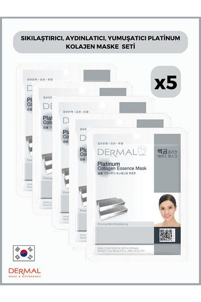 Dermal Platinum Collagen Mask - Firming, Brightening, Softening, 23 Gr 5 Pieces
