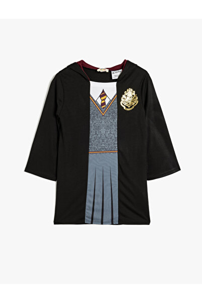 Koton Harry Potter Kostüm Elbise Lisanslı Kapşonlu Baskı Detaylı Uzun Kollu