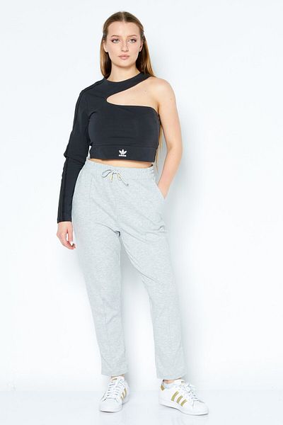 Adidas Originals Women Sportswear Fit One Shoulder Sleeve Running Tops, Dark Grey