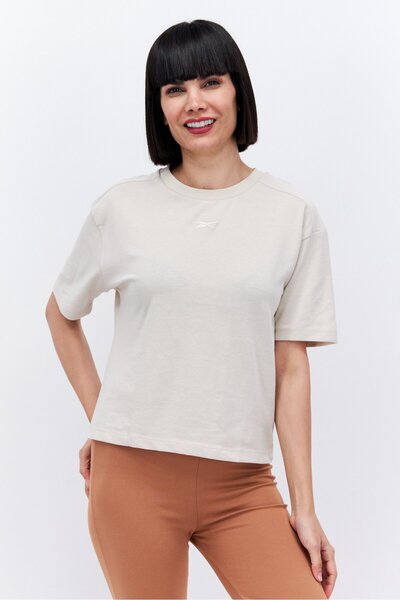 Reebok Women Sportswear Fit Short Sleeve Outdoor Top, Beige