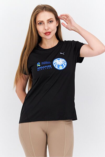 Puma Women Sportswear Fit Singapore Marathon Running T-Shirt, Black