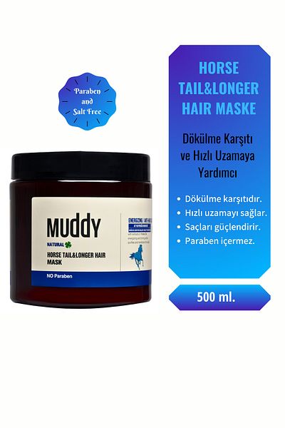 Muddy Anti-Hair Loss Horse Tail & Longer Hair Healthy Growing Hair Ponytail Mask 500 ml x 3
