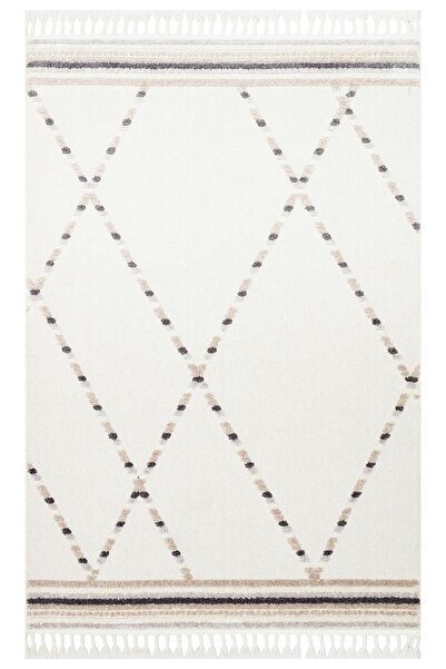 Eko Halı TERAZZO TRZ 04 WHITE BEIGE Hav Toz Vermez Yumuşak Dokulu Etnik Örgü ...