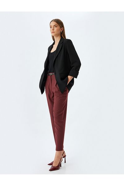 Koton Carrot Cut Fabric Trousers with Pockets and Belt