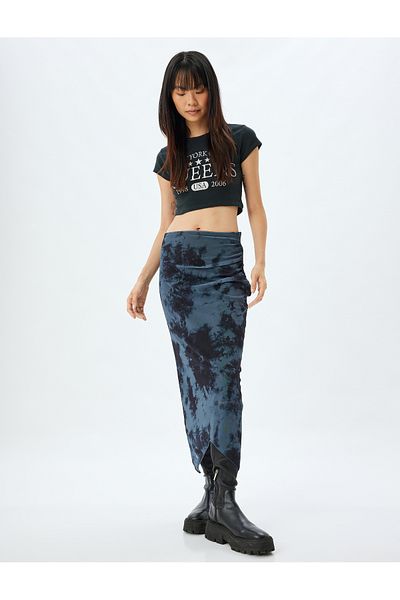 Koton Fusta midi slim cu model Tie Dye din tul