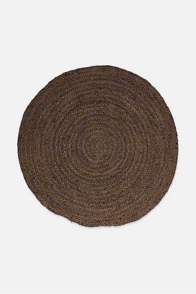 Muy Mucho Round Jute Rug 90 cm, Dark Brown