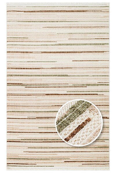 Eko Halı JOY JOY 01 GREEN BROWN Hav Toz Vermeyen Yumuşak dokulu Modern Makine...