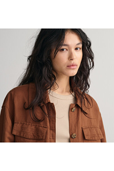 Gant Kadın Kahverengi Relaxed Fit Klasik Yaka Ceket
