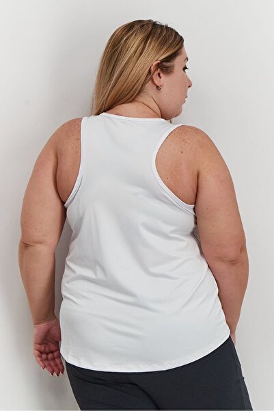 Bebe Women Plus Size Brand Logo Sleeveless Top, White
