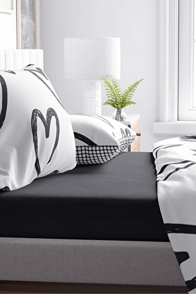 Rivaİstanbul Black Double Elastic Bed Sheet 160X200