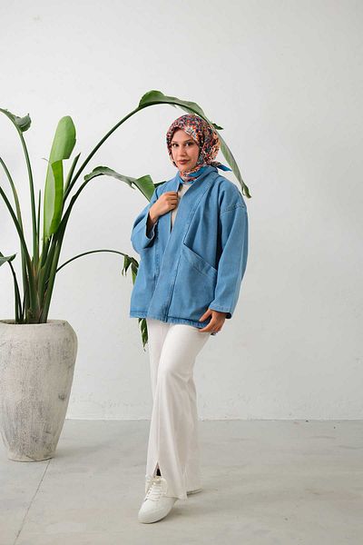 lurex moda Jachetă kimono cu buzunare late