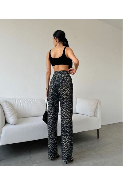 Pubi Palazzo Model Wide Leg High Waist Women's Trousers