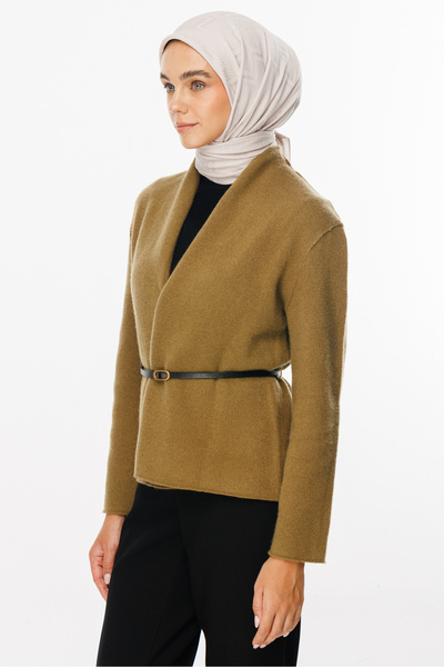 Mooncorn Μεταξένιο ζακάρ κασκόλ με μοτίβο Viora σε χρώμα πέτρας