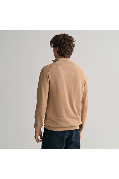 Gant Erkek Bej Regular Fit Yarım Fermuarlı Kazak