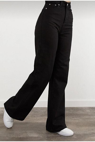 Pubi Palazzo Model Wide Leg High Waist Women's Trousers