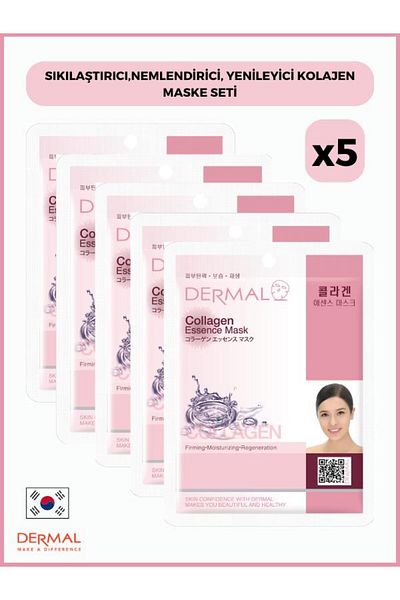 Dermal 5 Pieces of Collagen Mask - 23 Gr, Firming, Moisturizing, Renewing