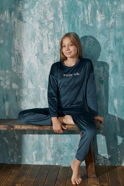 cotonhause Costum de pijama din catifea cu maneca lunga pentru fete C2T0N9O31-11